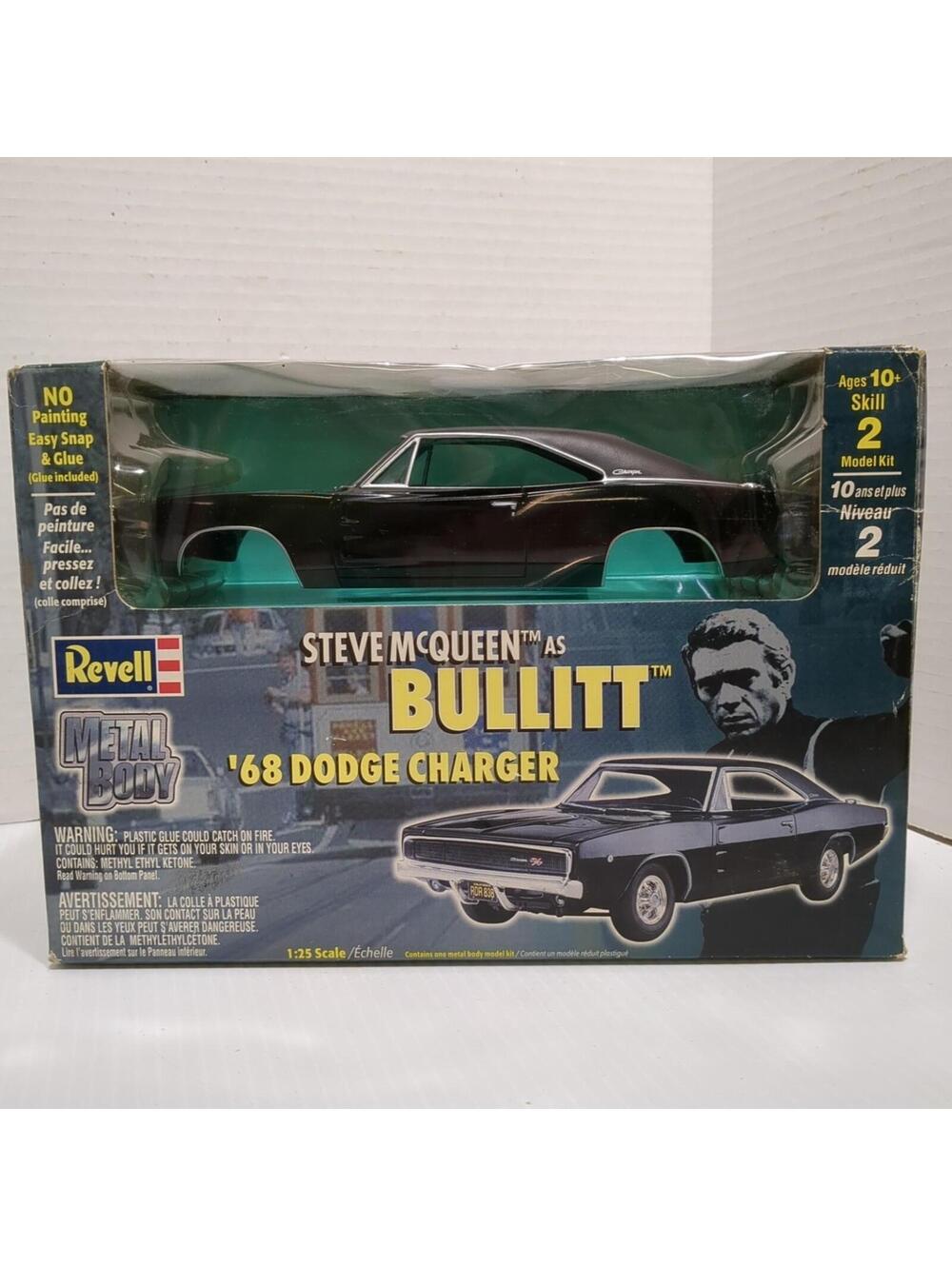 Revell 1/25 1968 Dodge Charger #85-1514 Metal Body NIB Shelf Wear See Pictures